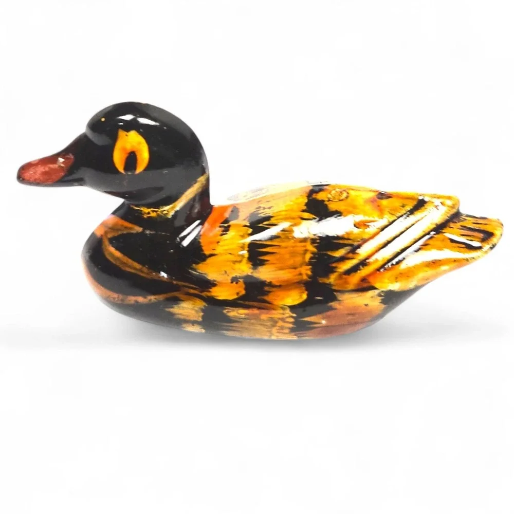 4 Vintage Miniature Ceramic Duck Decoys Hand Painted Porcelain Bird Figurine 2